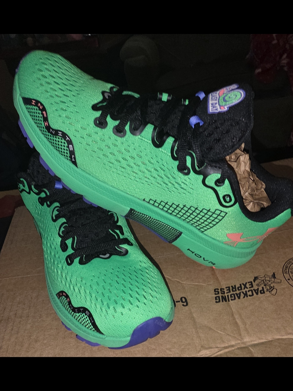 Under Armour Kids Green and Purple HOVR Easy Day Sneakers